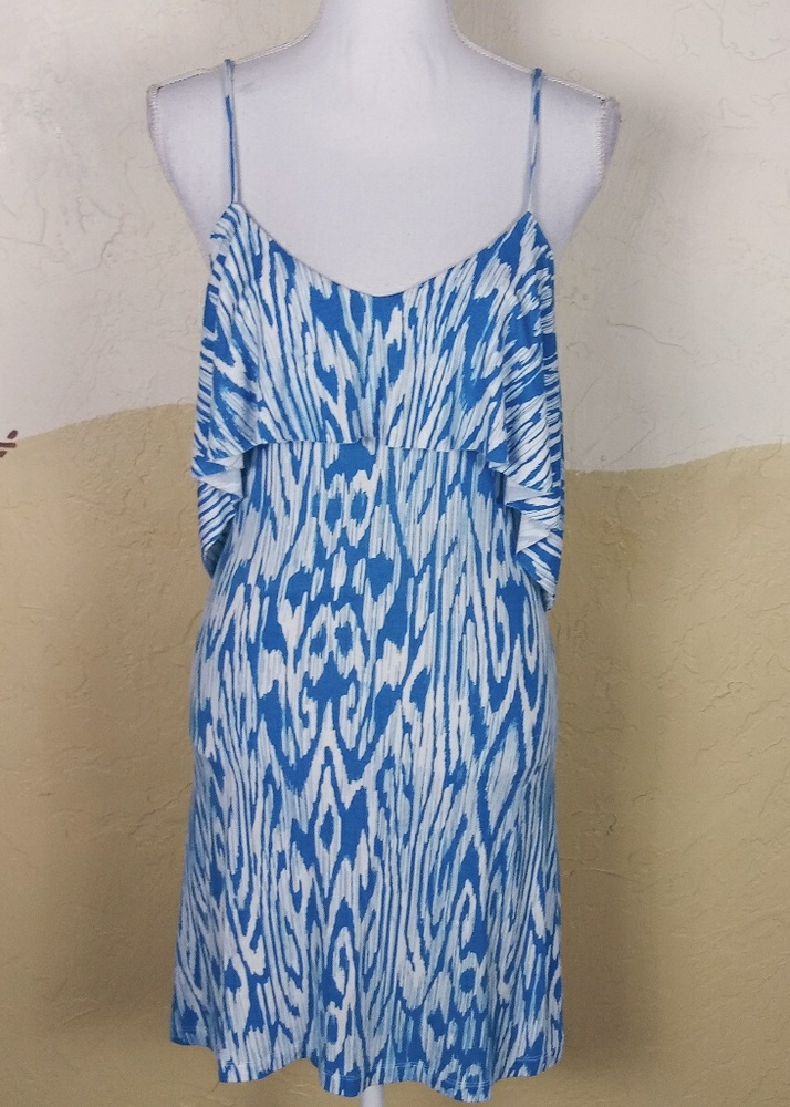 Tart Sz XS Tunic Dress White Blue Spaghetti